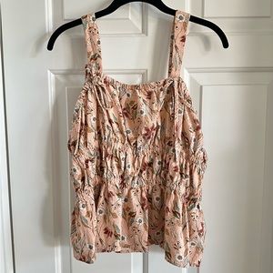 EUC Universal Thread Pink Floral Peplum Tank Top, Size: L